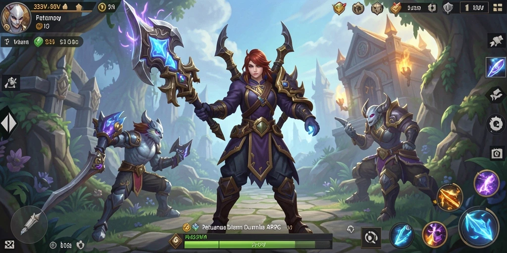 Screenshot gameplay ARPG 333V menampilkan aksi epik dan pertarungan mendebarkan.