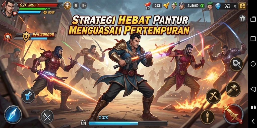 Tampilan gameplay 9ZK yang intens dengan strategi pertempuran yang mendalam.