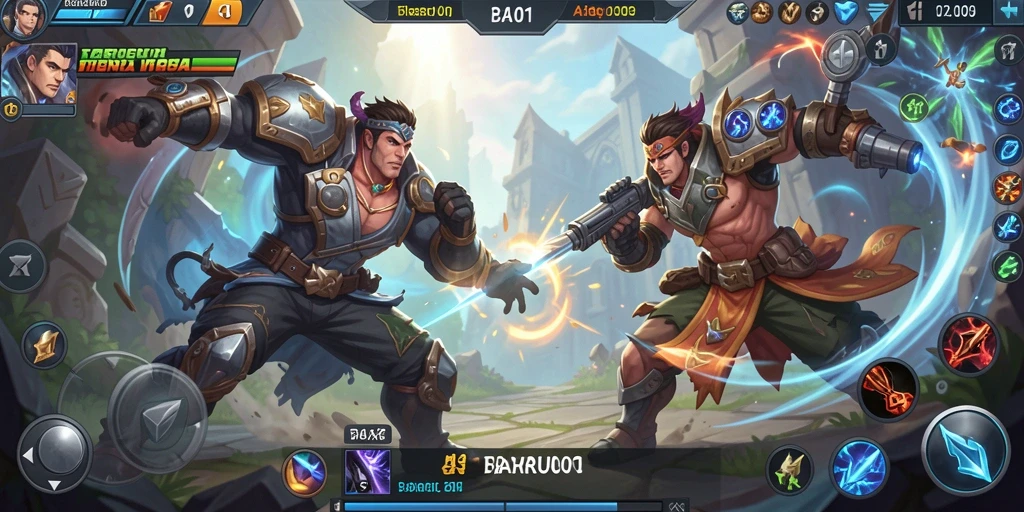Tampilan gameplay seru dalam BARU01 yang menampilkan aksi MOBA.