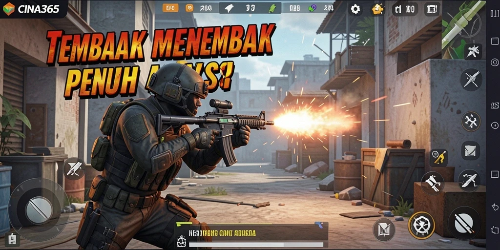Gameplay seru dari CINA365 saat pertempuran sengit.