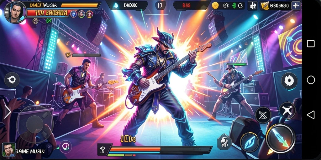Tampilan gameplay DMD686 yang energik dan penuh warna.