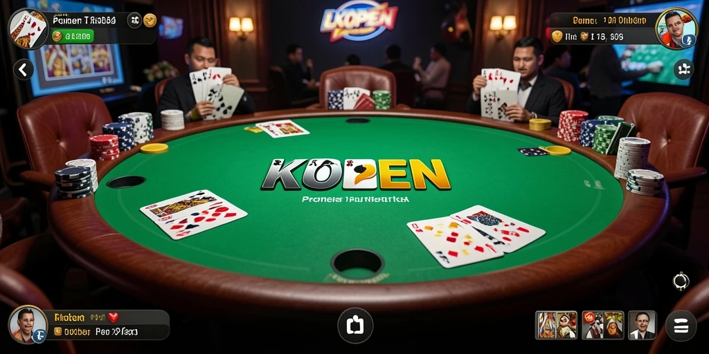 Screenshot gameplay LKOPEN menampilkan pemain yang asyik bermain poker.