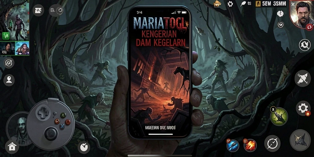 Screenshot gameplay MARIATOGL dengan suasana Horror yang mencekam.