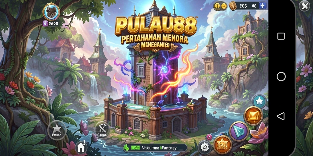 Tampilan gameplay PULAU88 menampilkan aksi Tower Defense yang seru dan strategis.