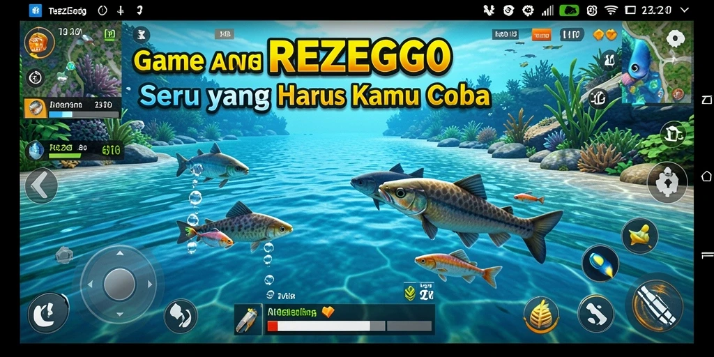 Tampilan gameplay REZEGO yang menonjolkan pengalaman memancing.