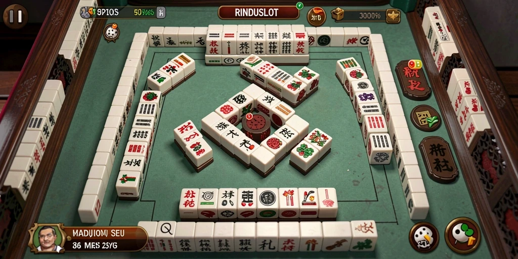 Tangkapan layar RINDUSLOT menampilkan gameplay Mahjong yang memukau.