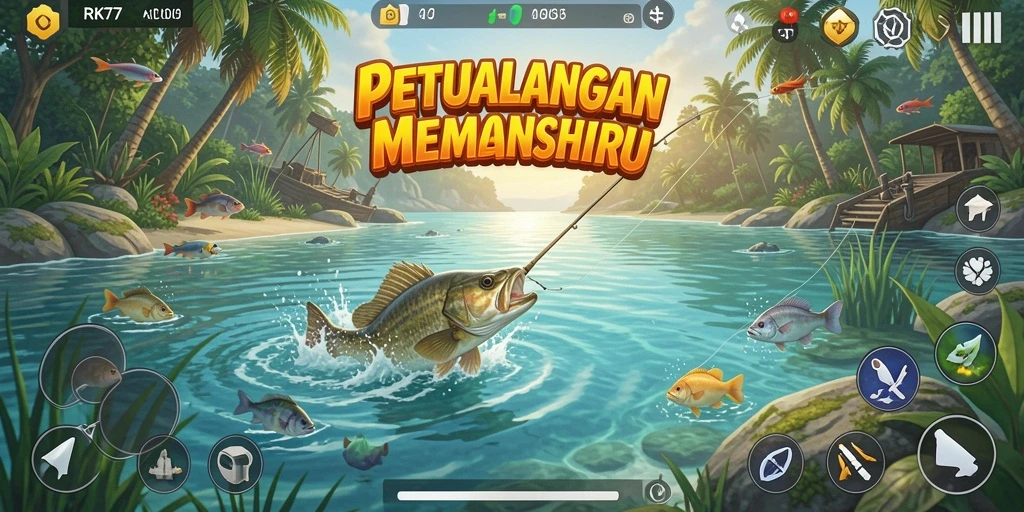 Gameplay RK77 yang mengasyikkan saat menangkap ikan.