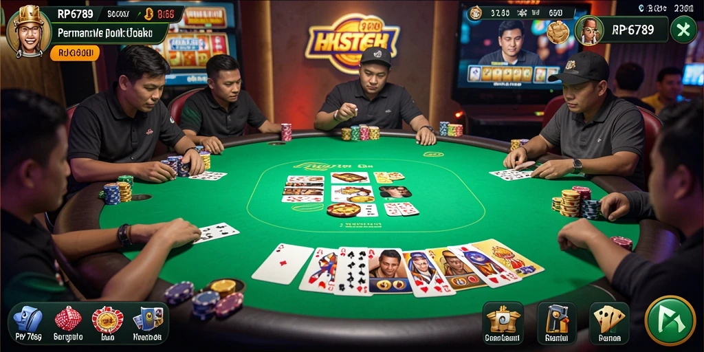 Screenshot gameplay menampilkan suasana permainan Poker yang seru dan kompetitif.